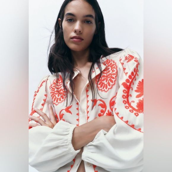 ZARA SHIRT WITH CONTRASTING EMBROIDERY - Picture 5 of 10